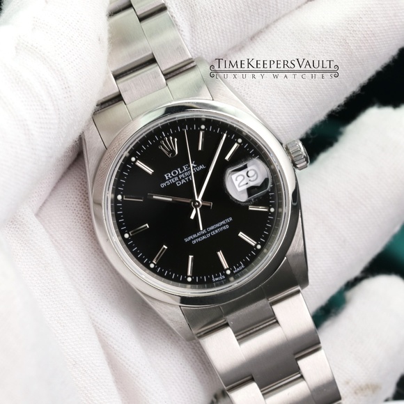 Rolex Accessories - Rolex Date Size Black Dial 34mm Watch
